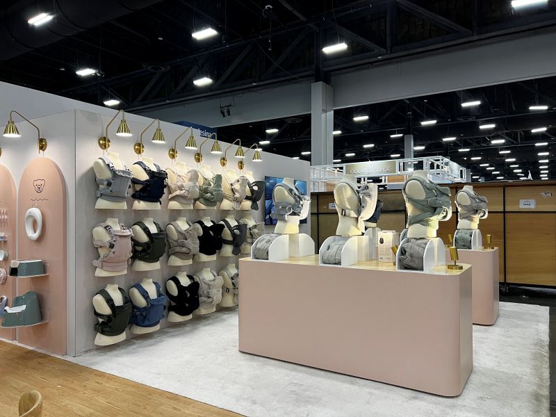 custom Baby Bjorn exhibit booth product display walls